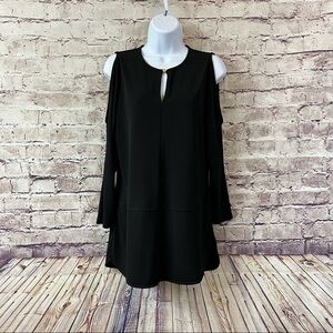 Lauren Ralph Lauren Black Keyhole Neck Cold Shoulder Tunic Blouse NWOT